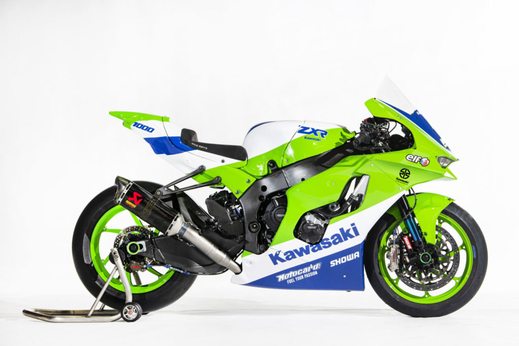 Jonathan Rea's Kawasaki ZX-10RR (1) was painted to resemble an early-1990s ZX-7RR. Photo courtesy Kawasaki.