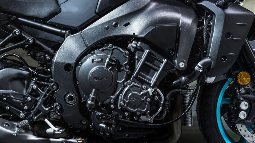 Yamaha has increased power output and decreased emissions output of the MT-10's engine. Photo courtesy Yamaha Motor Europe.