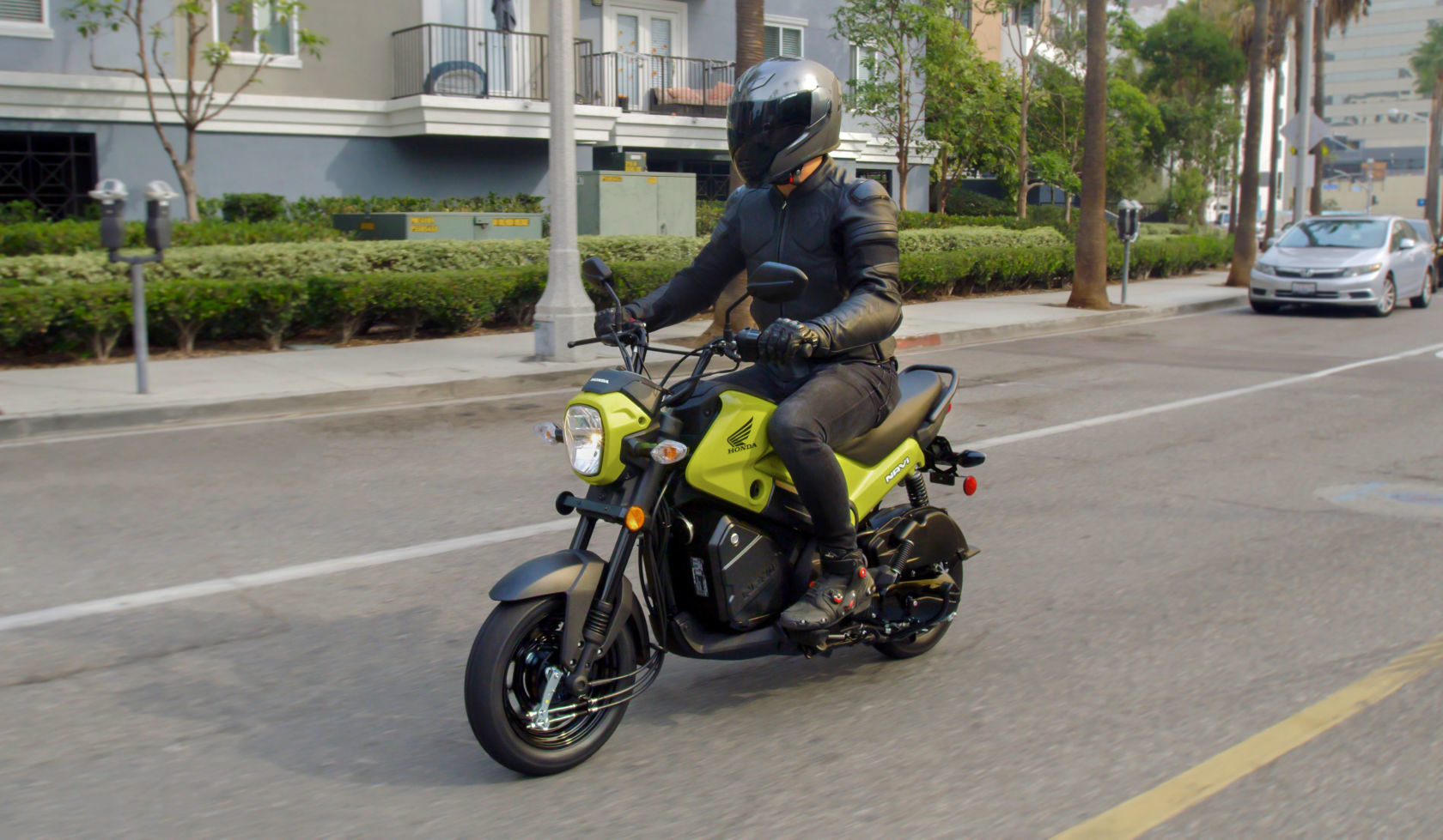 A 2022-model Honda Navi mini streetbike at speed. Photo courtesy American Honda.