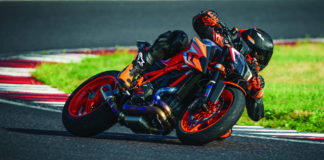 A 2022 KTM 1290 Super Duke R EVO at speed. Photo by Philip Platzer, courtesy KTM.