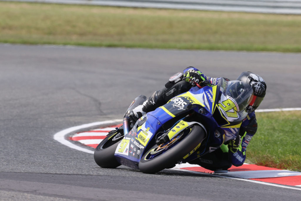 Rocco Landers (97) took four podium finishes during his rookie year in the 2021 MotoAmerica Supersport Championship. Photo by Brian J. Nelson.