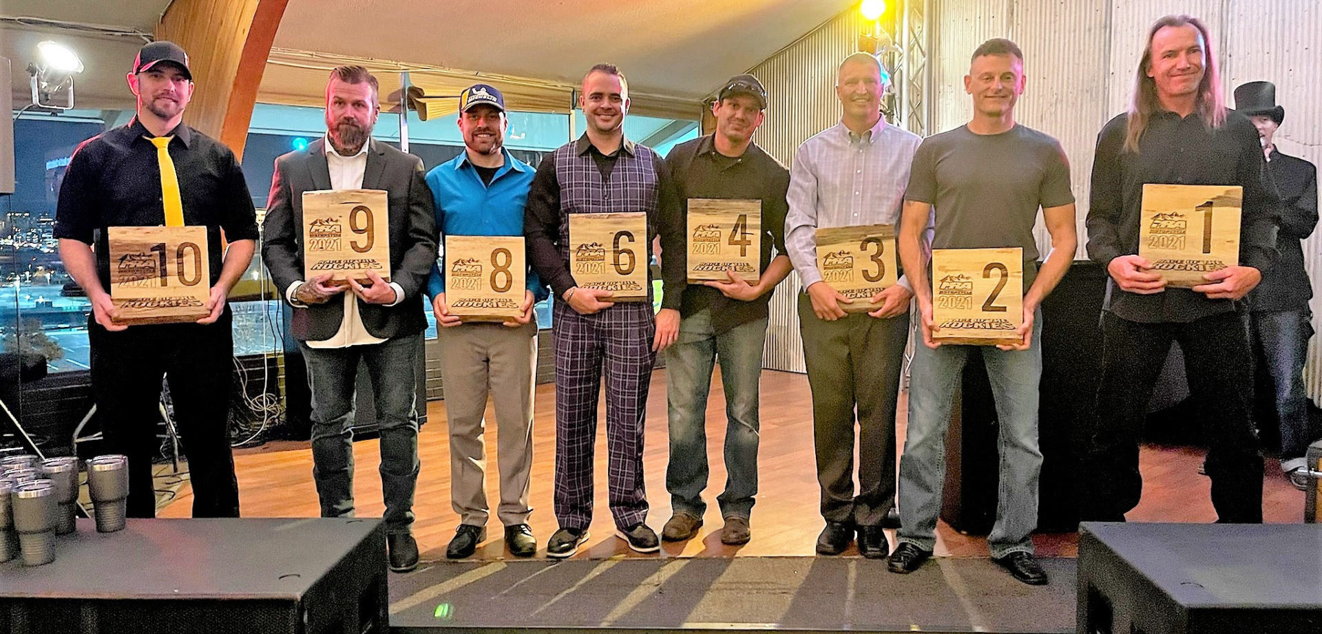 Eight of MRA's 2022 top-10 overall finishers (from left): Scott Morrison, Chris Nami, Dennis Stowers, Jared Dear, Nyles Gourlie, James Wilkerson, Mike Applegate, and Ray Thornton. Photo by Brittany Morrison, courtesy MRA.
