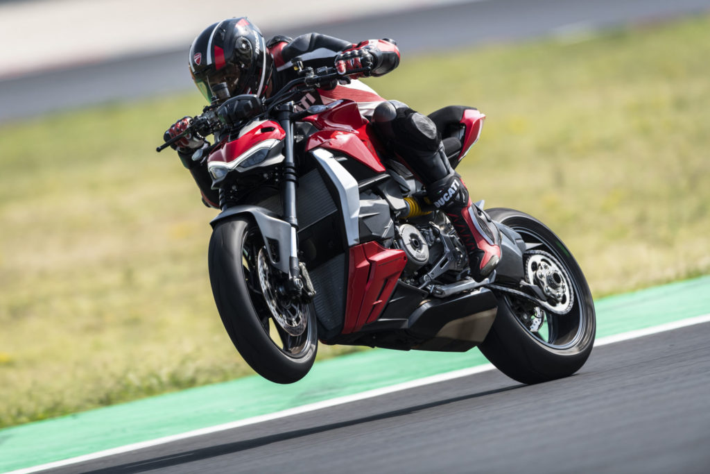 A 2022-model Ducati Streetfighter V2 at speed. Photo courtesy Ducati.