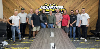USMCA Executive Director Lindsey Scheltema (far left) with Mountain Motorsports personnel and rider coaches from the Georgia area. Photo courtesy USMCA.