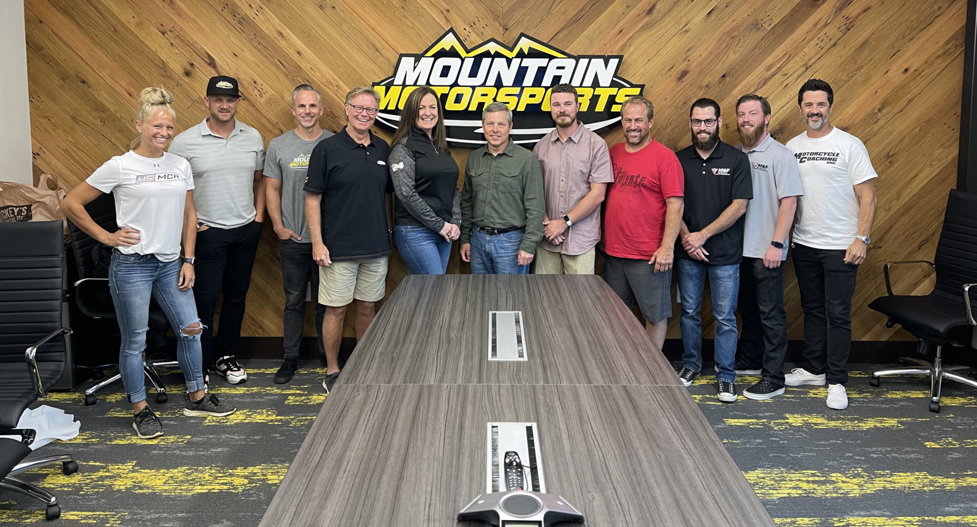 USMCA Executive Director Lindsey Scheltema (far left) with Mountain Motorsports personnel and rider coaches from the Georgia area. Photo courtesy USMCA.