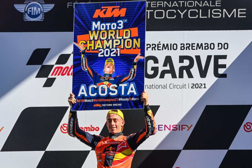 Pedro Acosta, the 2021 FIM Moto3 World Champion. Photo courtesy Dorna.