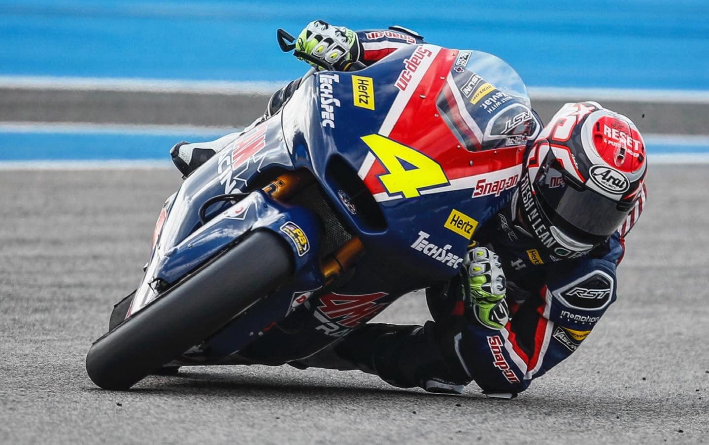 Sean Dylan Kelly (4) in action during Moto2 testing at Jerez. Photo courtesy Sean Dylan Kelly.