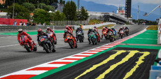 The start of a MotoGP race at Circuit de Barcelona-Catalunya. Photo courtesy Dorna.