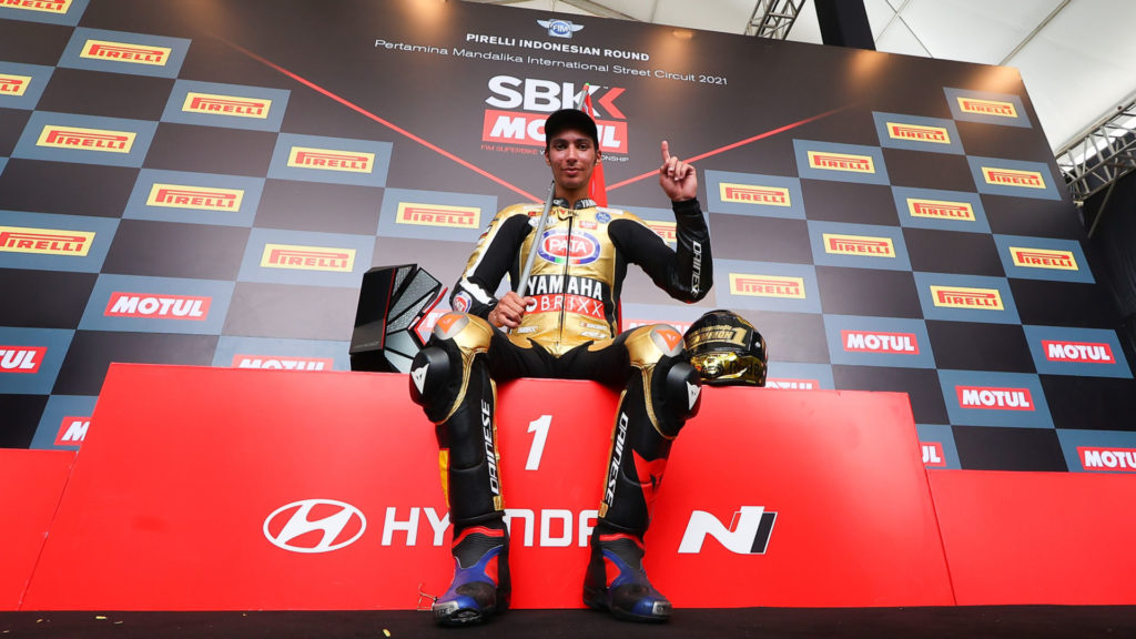 Toprak Razgatlioglu, the 2021 FIM Superbike World Champion. Photo courtesy Dorna.