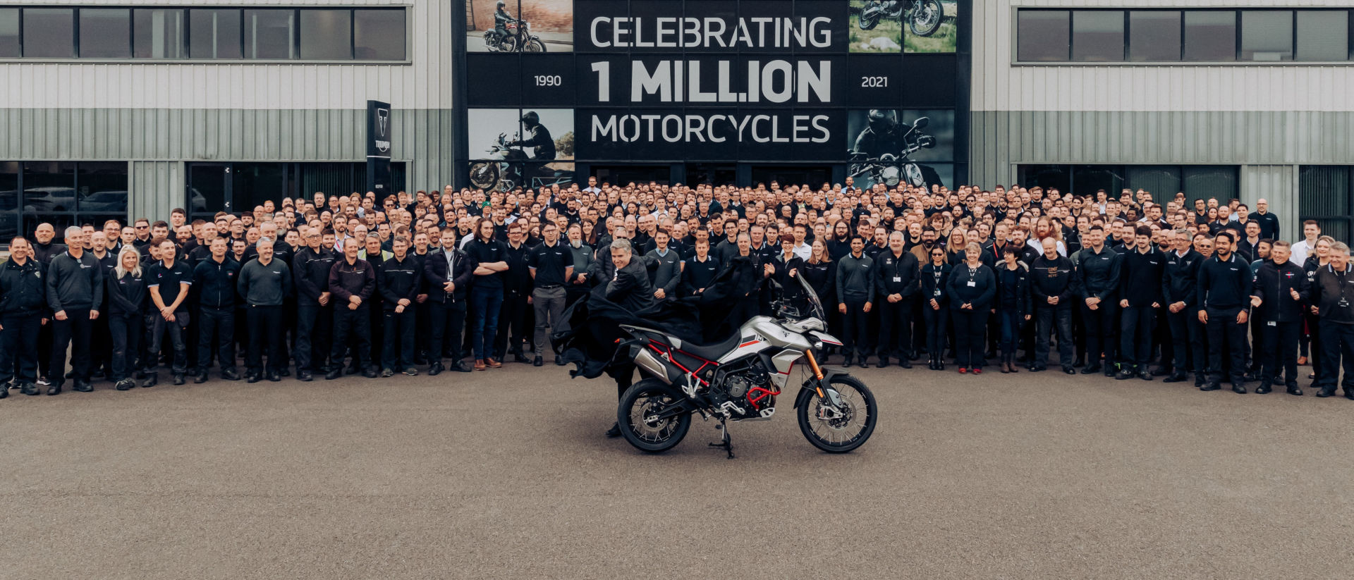 Nick Bloor, CEO of Triumph Motorcycles, unveils the one-millionth Triumph motorcycle produced at the Hinckley factory since the company's rebirth in 1990. Photo courtesy Triumph Motorcycles.