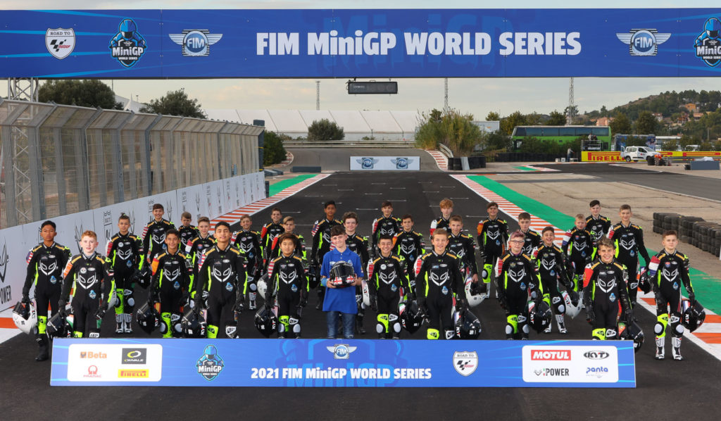 The 2021 FIM MiniGP World Final field of riders. Photo courtesy Dorna.