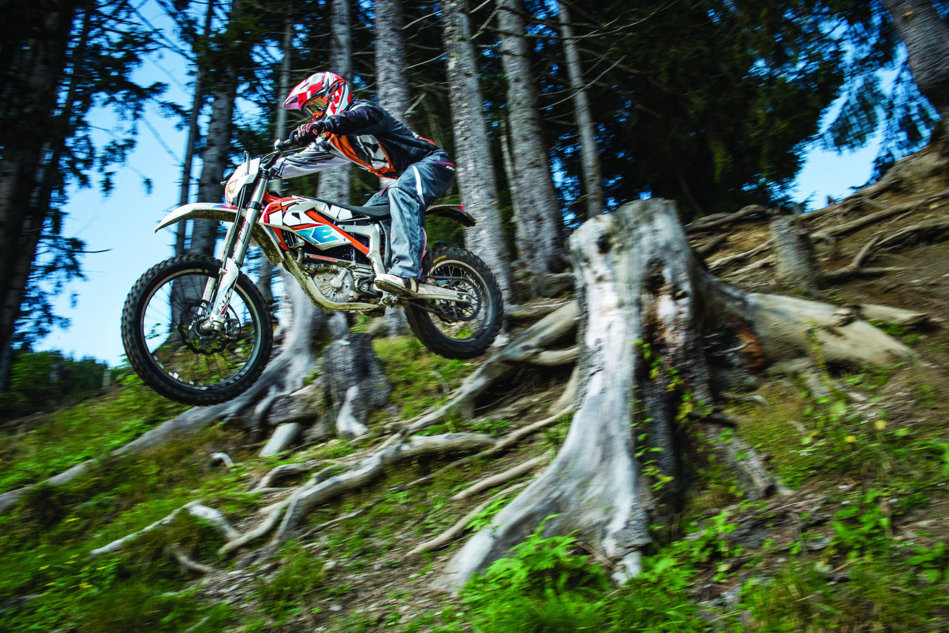 A KTM Freeride E-XC electric off-road bike in action. Photo courtesy KTM.