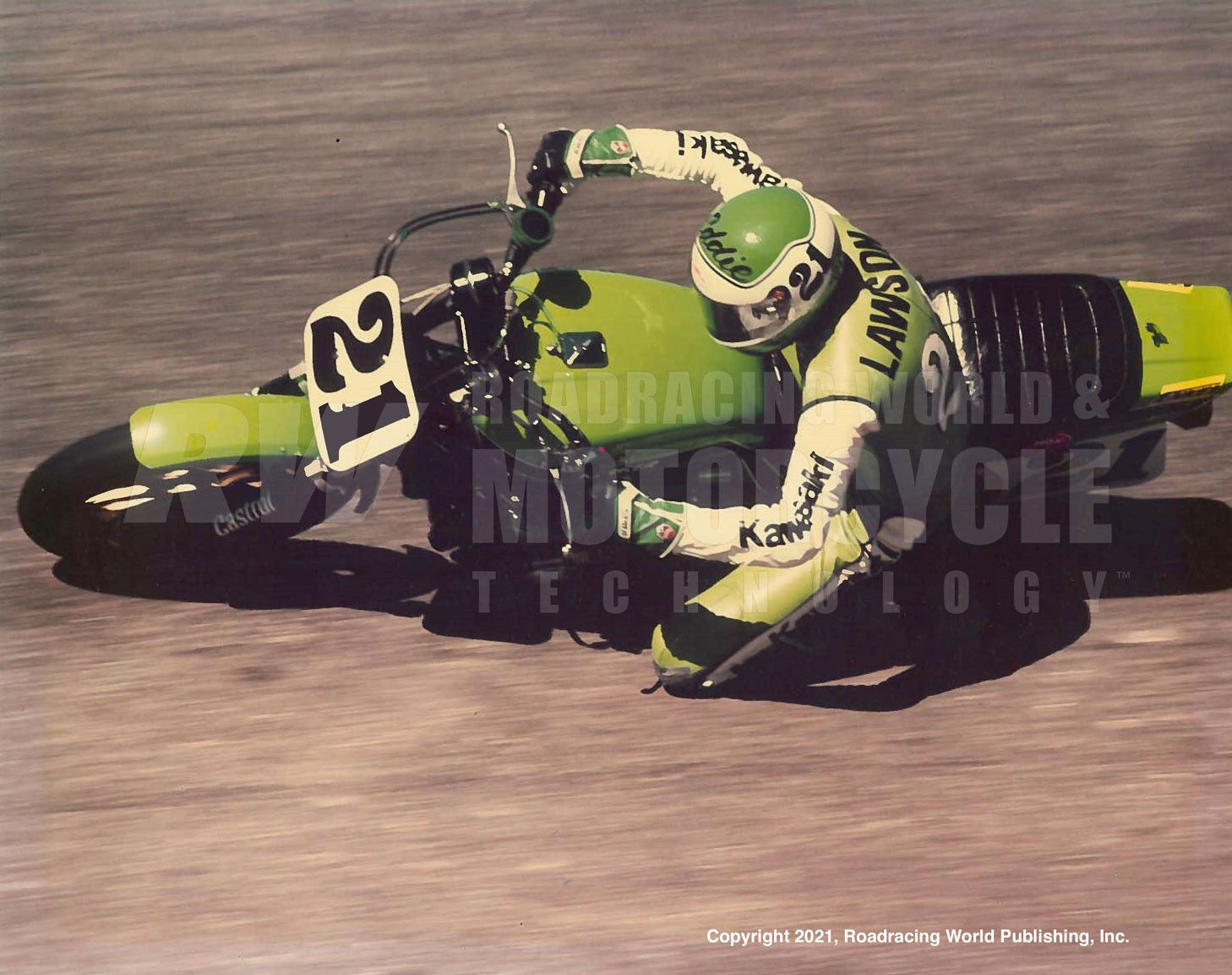 American Racing Legend Eddie Lawson (21). Photo courtesy Kawasaki.