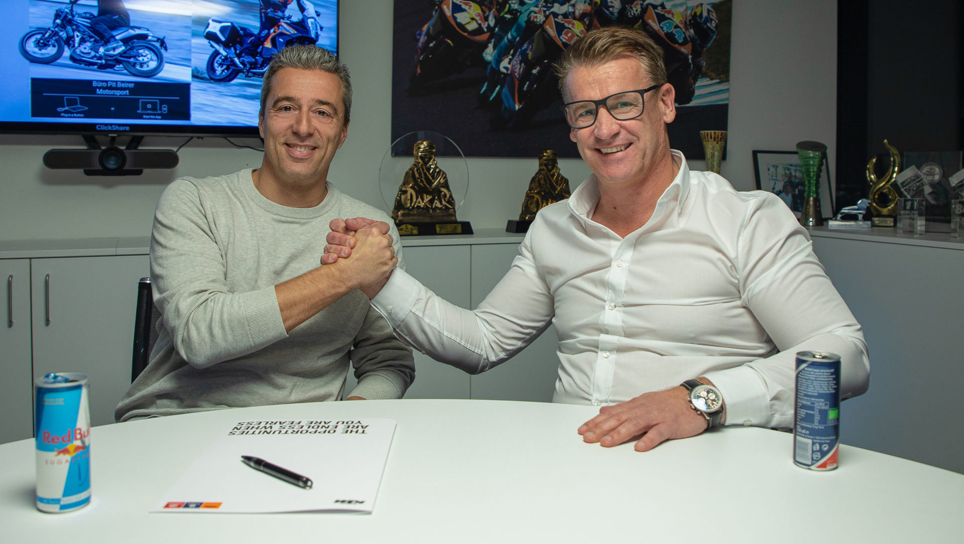 Francesco Guidotti (left) with Pit Beirer, KTM Motorsports Director (right). Photo courtesy KTM Factory Racing.