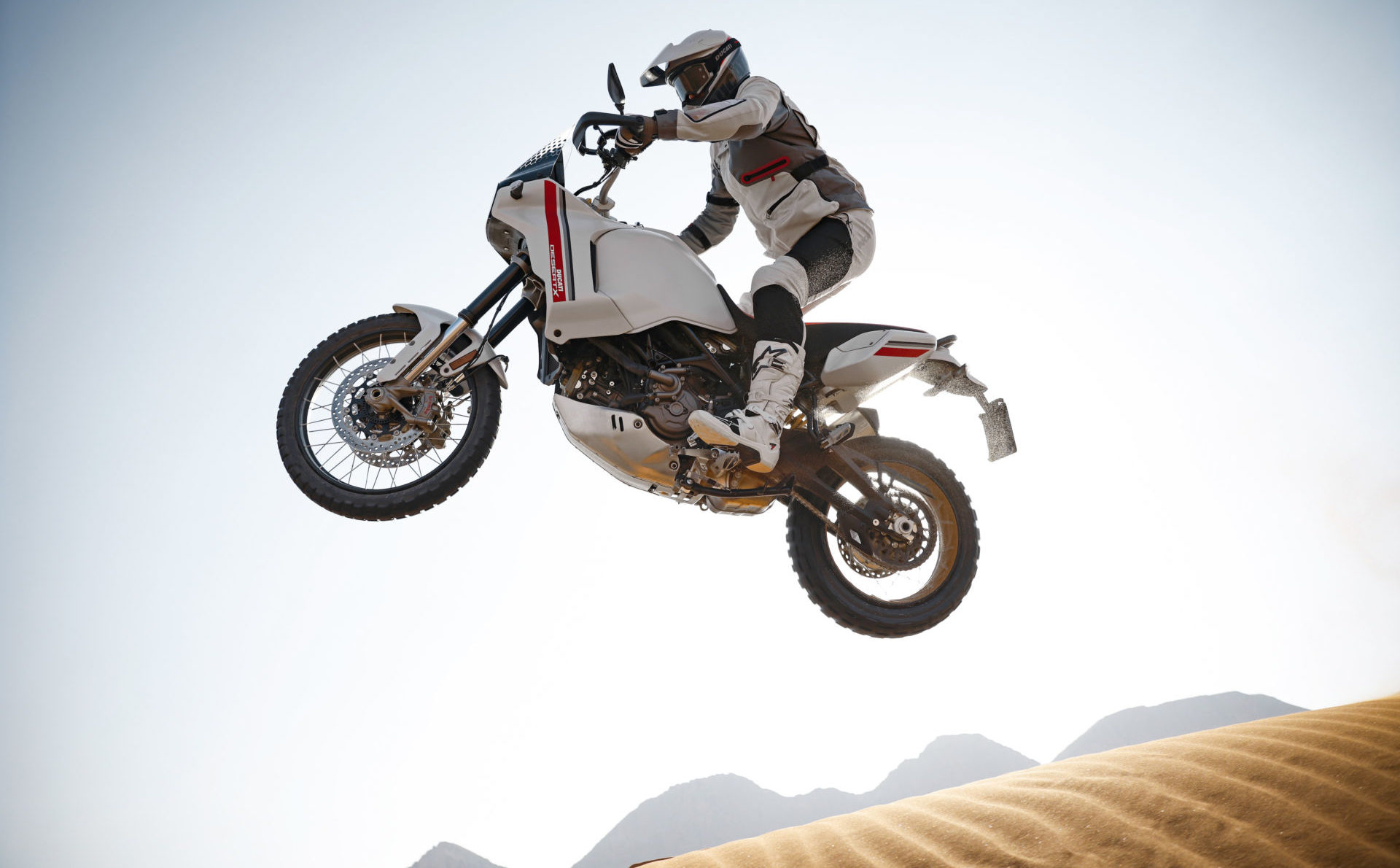 A 2022-model Ducati DesertX adventure motorcycle in action. Photo courtesy Ducati.