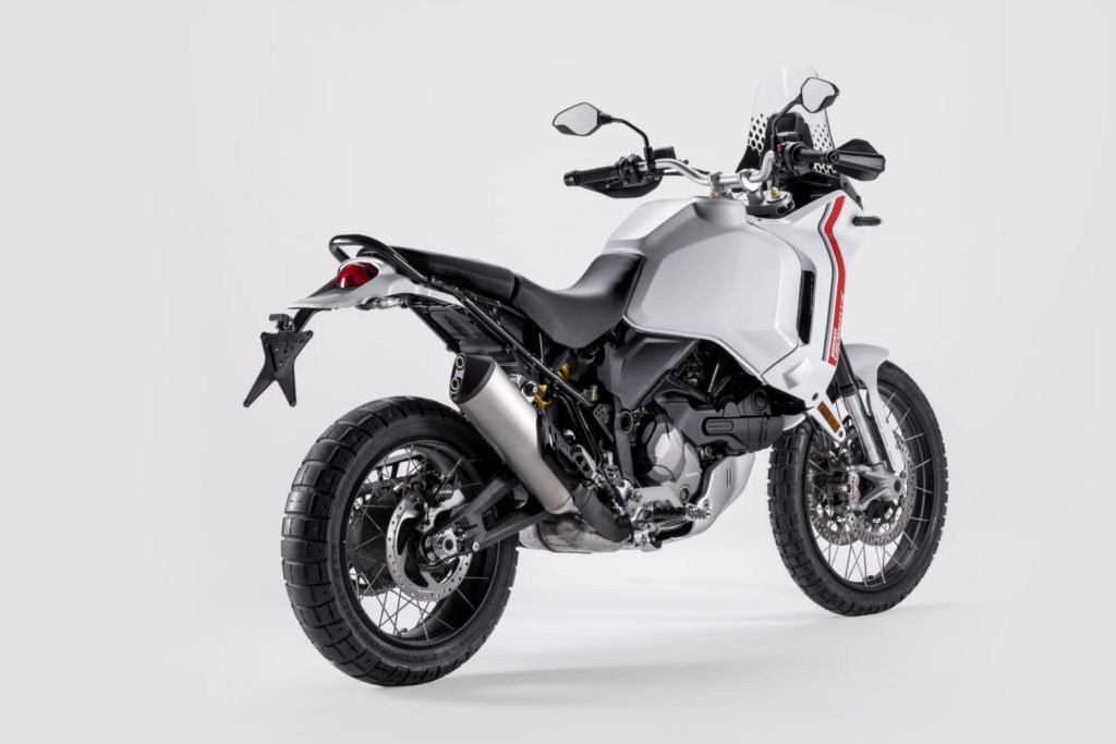 A 2022-model Ducati DesertX adventure motorcycle at rest. Photo courtesy Ducati.