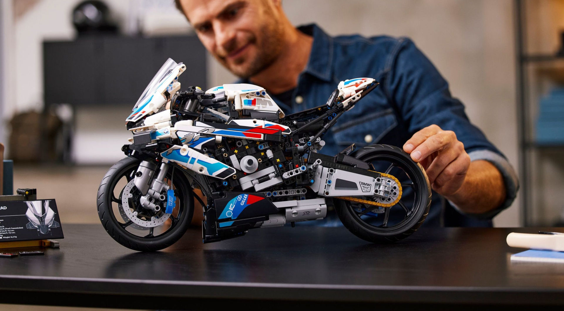 An assembled LEGO® Technic BMW M 1000 RR model. Photo courtesy BMW North America.