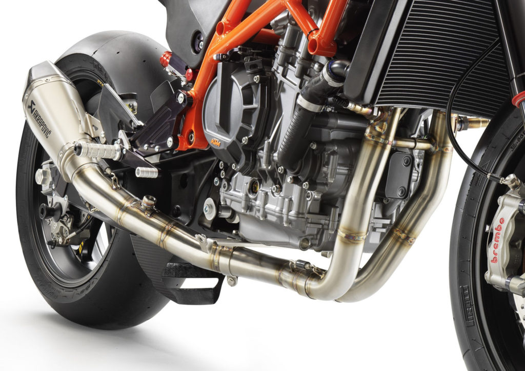 KTM RC 8C racing two-into-one titanium exhaust system. Photo courtesy KTM.