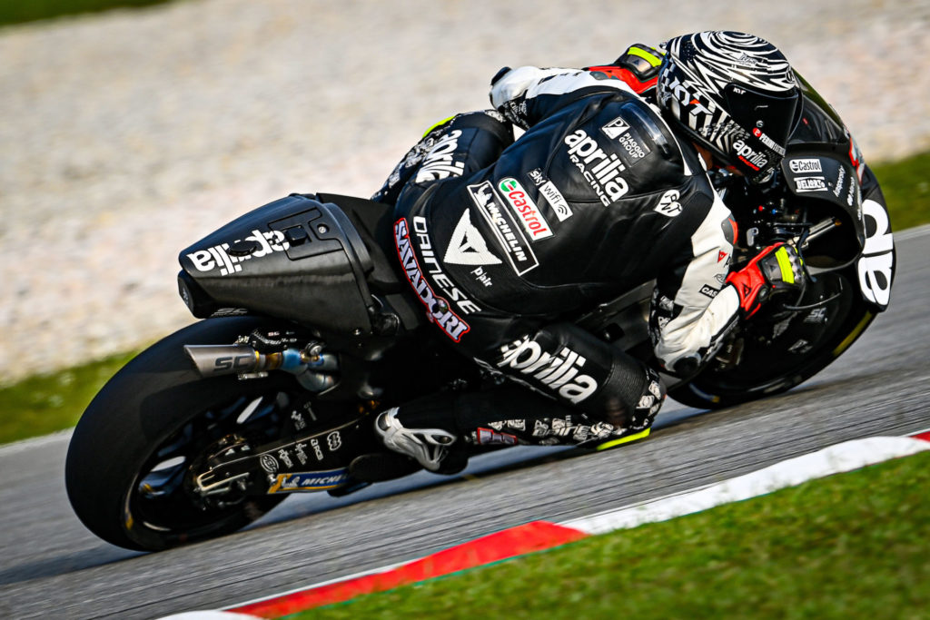 Aprilia test rider Lorenzo Savadori (32). Photo courtesy Dorna.