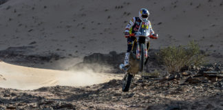 Matthias Walkner (52) took the overall lead of the Dakar Rally during Stage Nine Tuesday in Saudi Arabia. Photo by Rally Zone, courtesy KTM Factory Racing.