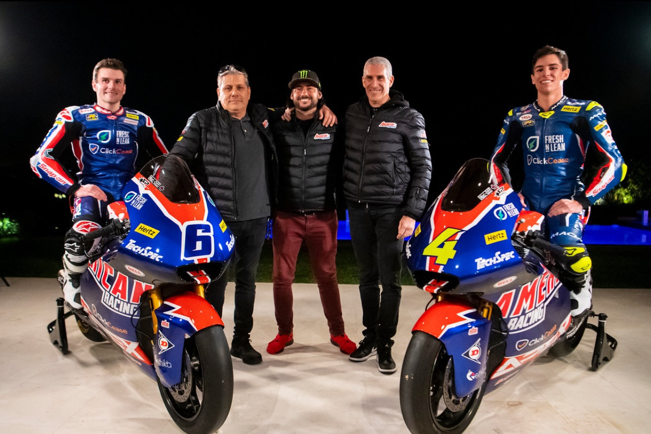 (From left) American Racing Team's Cameron Beaubier, Eitan Butbul, John Hopkins, Avner Kass, and Sean Dylan Kelly. Photo courtesy American Racing Team.