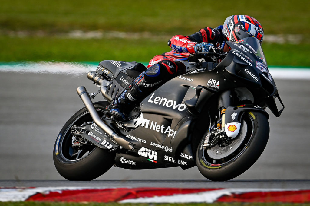 Michele Pirro (51) at speed on his Ducati Desmosedici prototype. Photo courtesy Dorna.