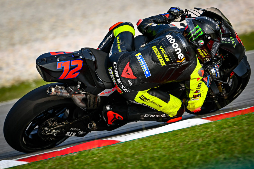 Rookie Marco Bezzecchi (72) on his Mooney VR46 Racing Team Ducati. Photo courtesy Dorna.