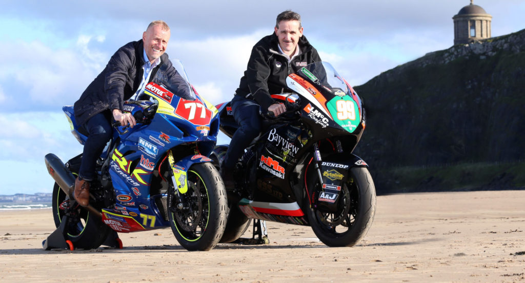 fonaCAB’s William McCausland (left) and Nicholl Oils' Gary Nicholl (right) are sponsoring the 2022 North West 200. Photo by Stephen Davison, courtesy North West 200 Press Office.