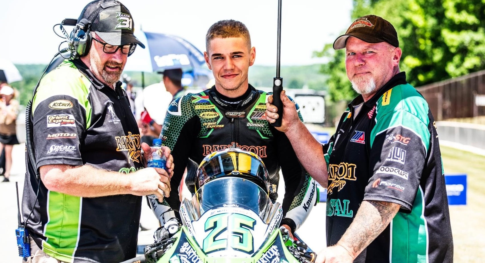 BARTCON Racing owner Colin Barton (left), Dominic Doyle (center), and BARTCON Racing Crew Chief Mike Skowroneck (right). Photo courtesy BARTCON Racing.