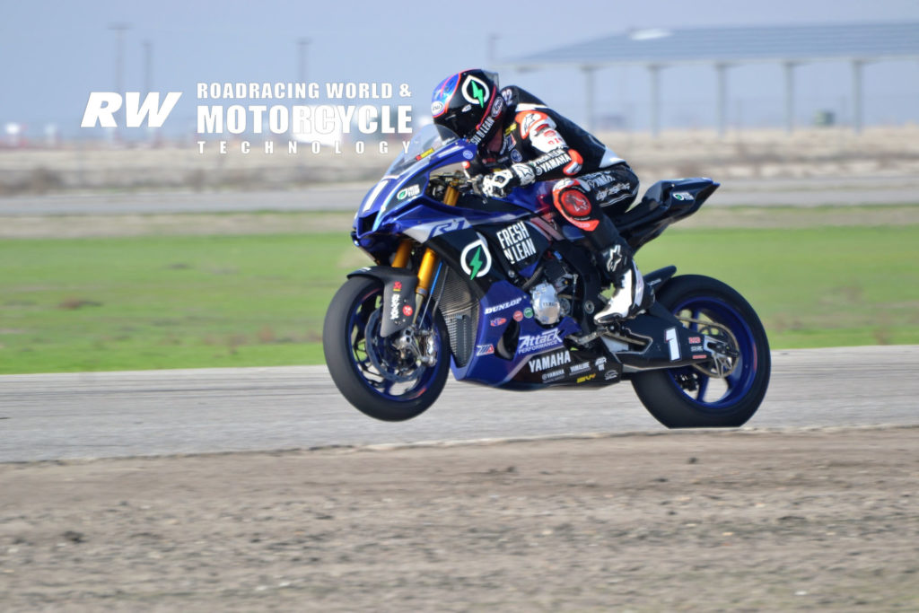 MotoAmerica Superbike Champion Jake Gagne (1) testing at Buttonwillow Raceway Park. Photo by David Swarts, Copyright 2022 Roadracing World Publishing, Inc.