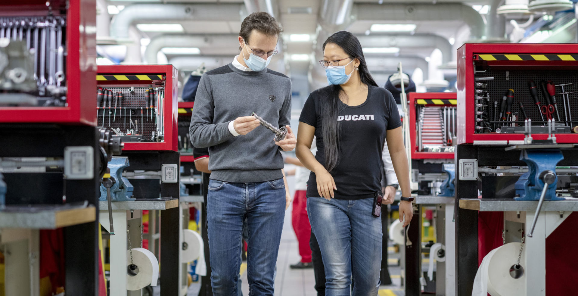 Ducati employees at Ducati's headquarters and factory in Italy. Photo courtesy Ducati.