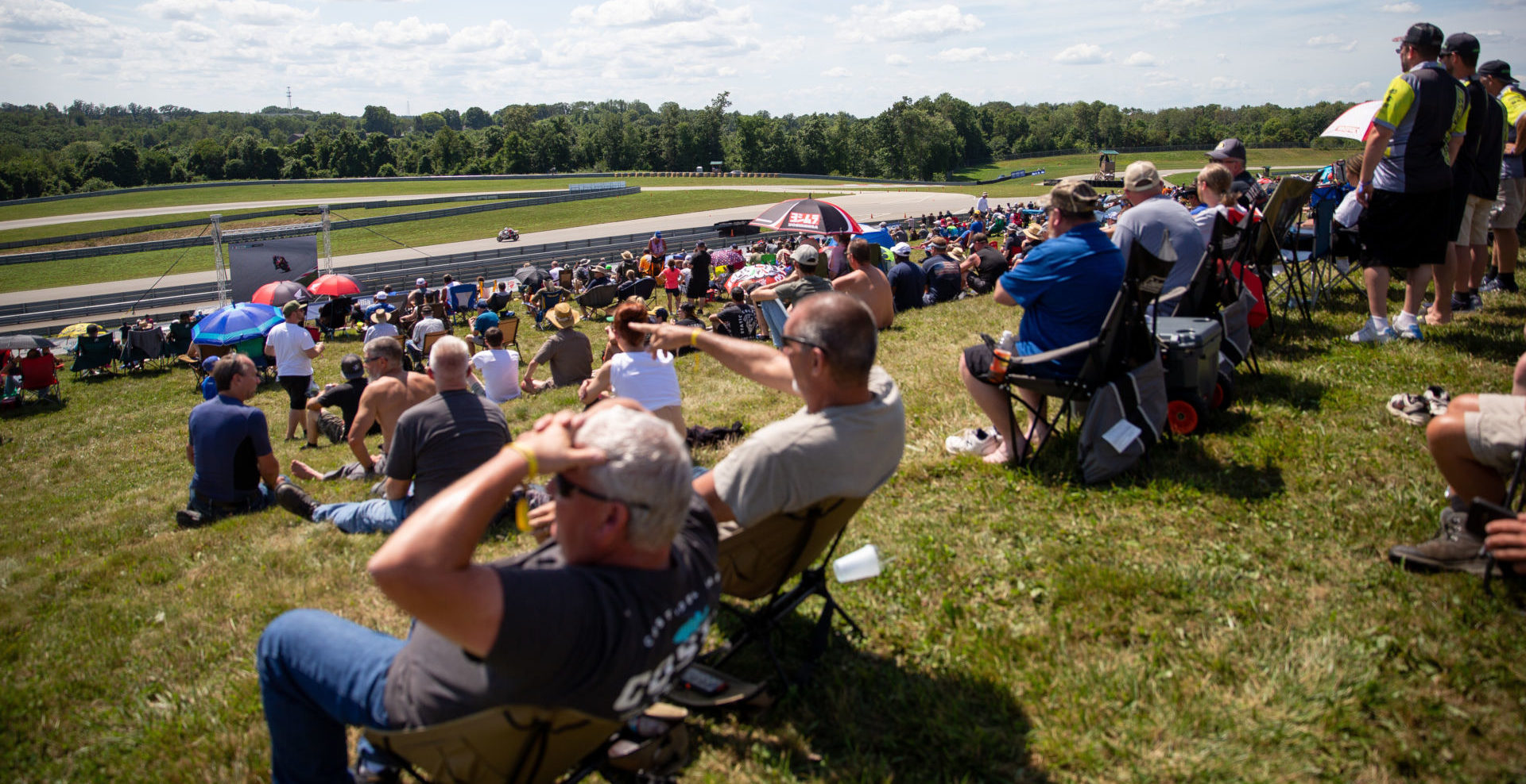 Fans watching racing during the MotoAmerica event at Pittsburgh International Race Complex. Photo by Brian J. Nelson.