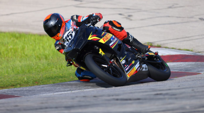 Ty Howard (35) on the Team RideSmart Pirelli Kawasaki during the 2021 CMRA season. Photo by Hart Photography, courtesy Team RideSmart Pirelli. Ty Howard (35) on the Team RideSmart Pirelli Kawasaki during the 2021 CMRA season. Photo by Hart Photography, courtesy Team RideSmart Pirelli.