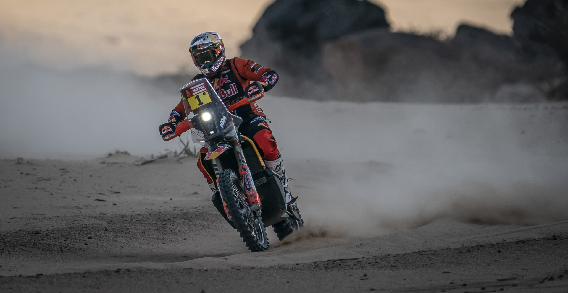 Red Bull KTM Factory Racing’s Kevin Benavides (1). Photo by Rally Zone, courtesy KTM Factory Racing.