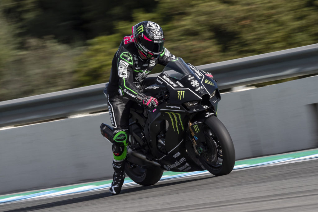 Alex Lowes testing Thursday at Jerez. Photo courtesy Kawasaki.