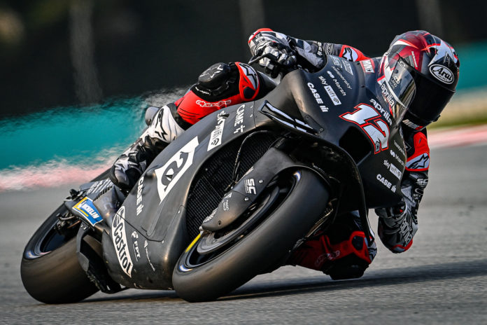 Maverick Vinales (12) topped Day Two of the MotoGP "shakedown" test at Sepang. Photo courtesy Dorna.