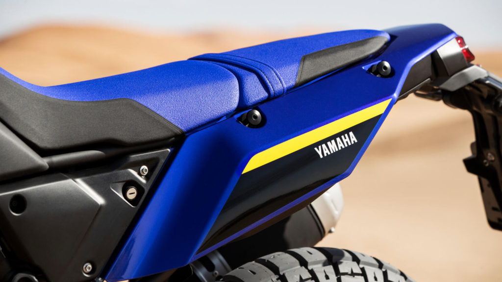 The flat seat on the 2022 Yamaha Ténéré 700 World Raid. Photo courtesy Yamaha Motor Europe.