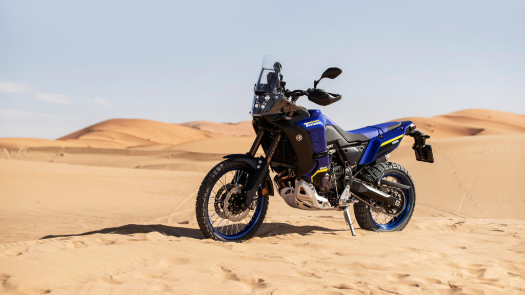 A 2022-model Yamaha Ténéré 700 World Raid at rest. Photo courtesy Yamaha Motor Europe.