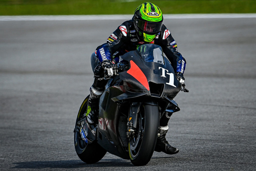 Yamaha test rider Cal Crutchlow (T1) got into the action on Wednesday. Photo courtesy Dorna.