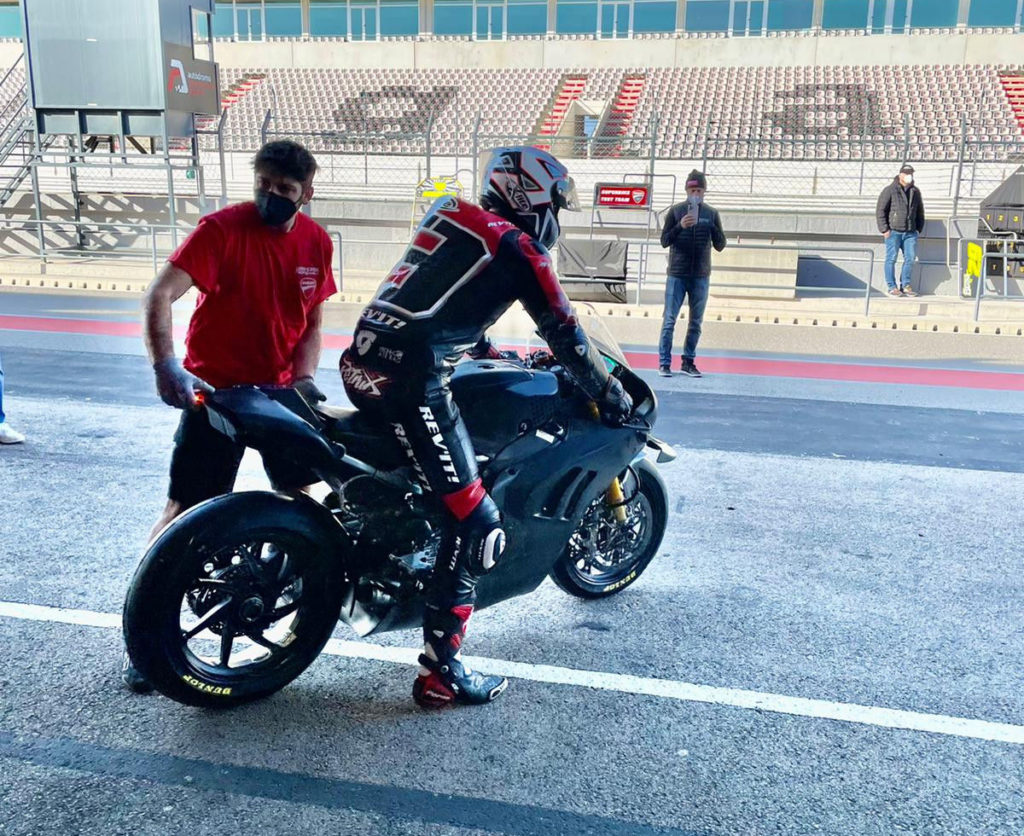 Danilo Petrucci (9) heading out on track on Dunlop tires at Algarve International Circuit. Photo by S. Omeone.