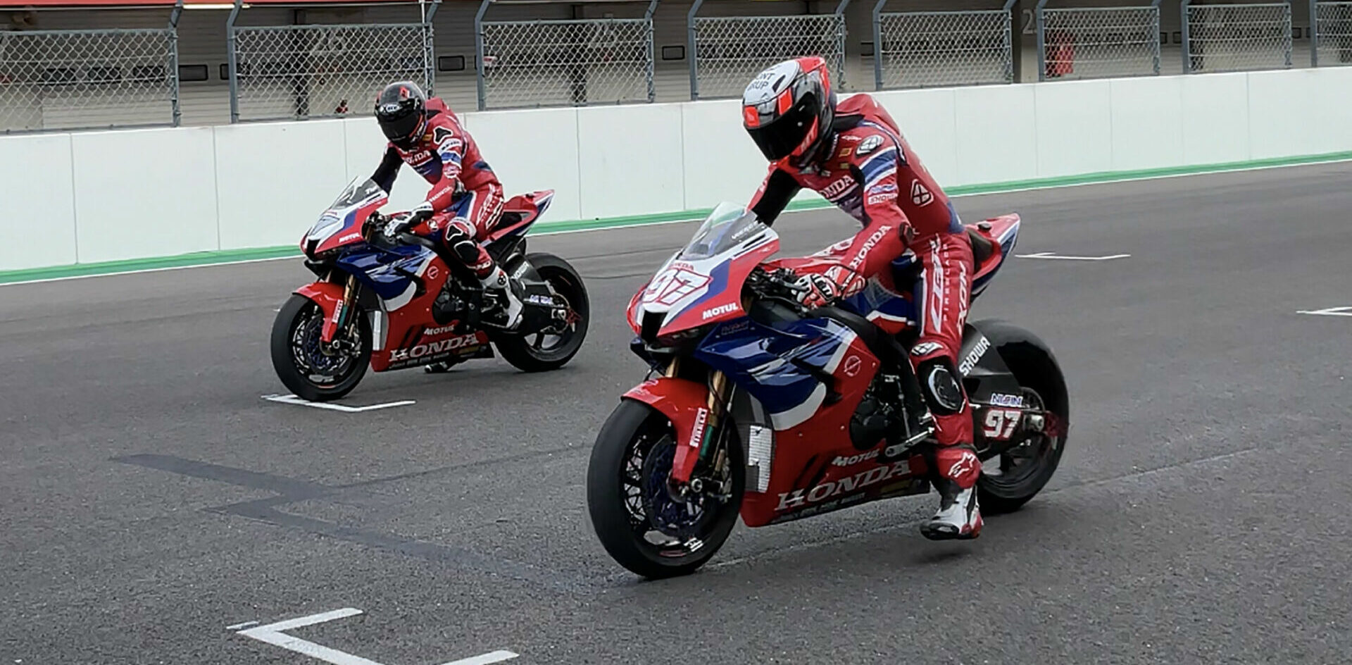 Xavi Vierge (97) and Iker Lecuona (7) at Algarve International Circuit, in Portimao, Portugal. Photo courtesy Team HRC.