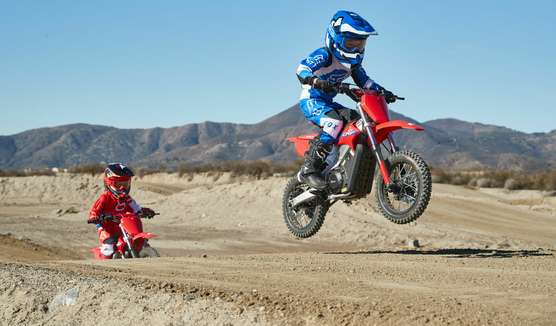 2022 Greenger Honda CRF-E2 electric mini dirt bikes in action. Photo courtesy American Honda.