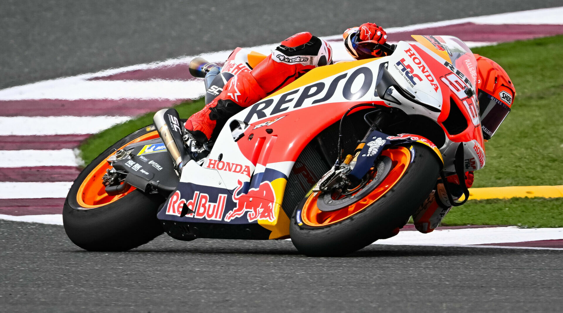 Marc Marquez (93) in action at the Qatar GP, where he finished fifth. Photo courtesy Dorna.