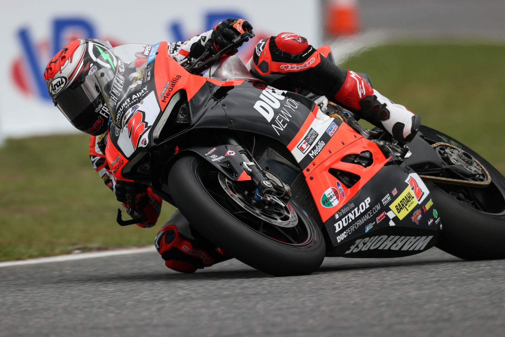 Josh Herrin (2) at speed on his Warhorse HSBK Racing Ducati NYC Panigale V2. Photo by Brian J. Nelson.