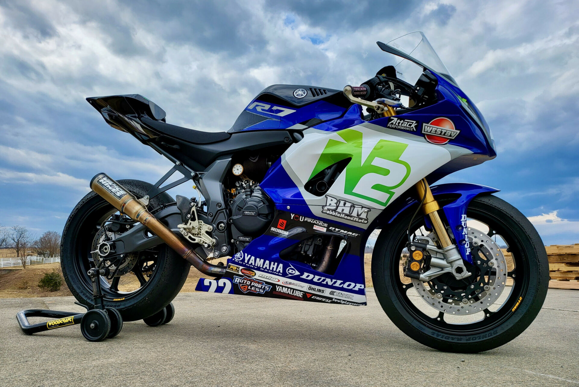 The Westby Racing-supported N2 Racing/BobbleHeadMoto Yamaha YZF-R7 MotoAmerica Twins Cup racebike of Blake Davis. Photo courtesy Westby Racing.