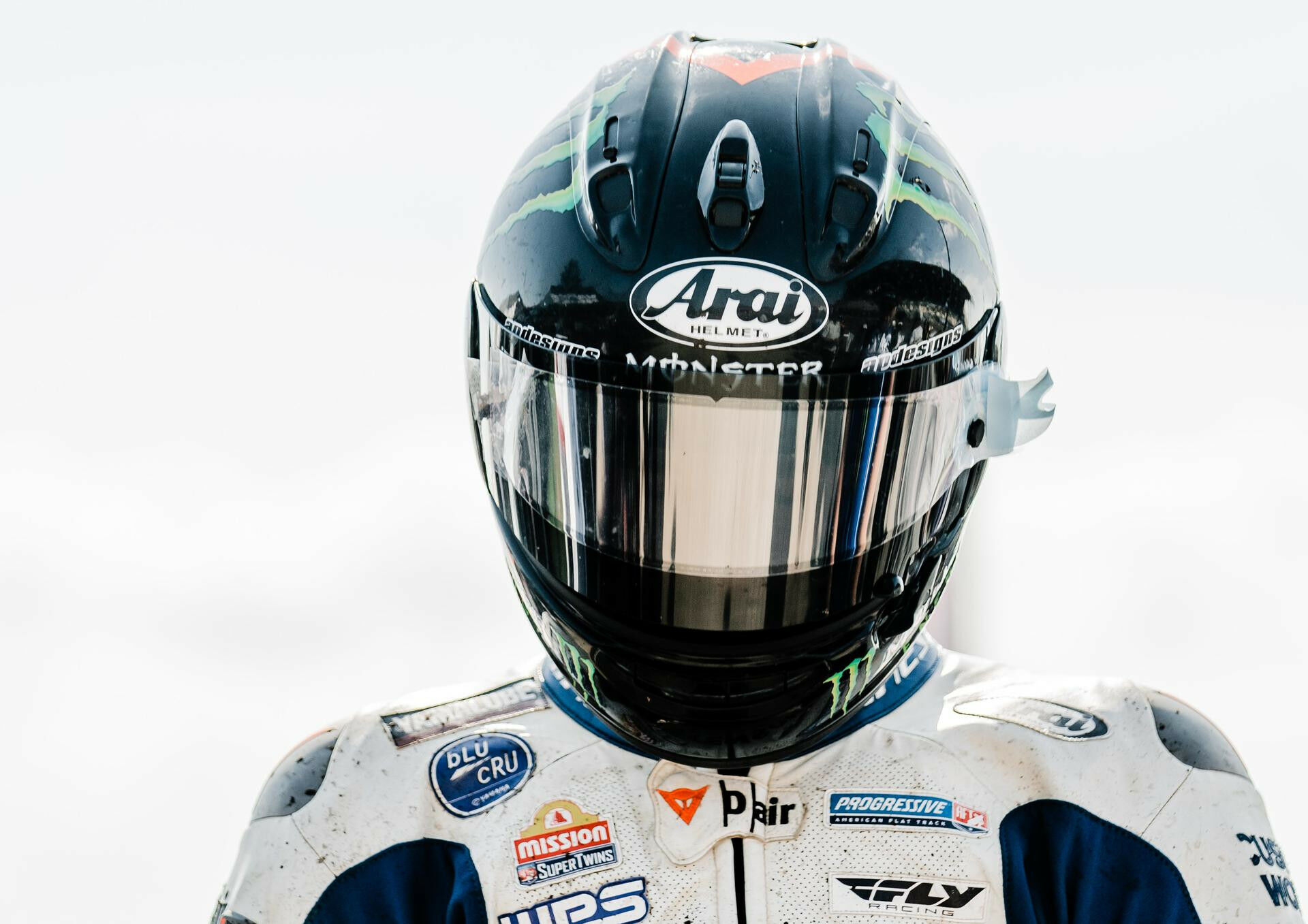 AFT SuperTwins racer JD Beach wearing his Arai helmet. Photo courtesy AFT.