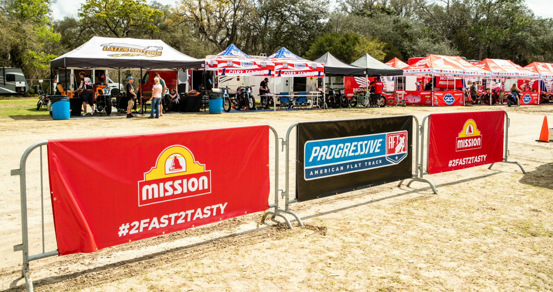 The American Flat Track paddock at Volusia Speedway Park, as seen on March 9. Photo by Tim Lester, courtesy AFT.