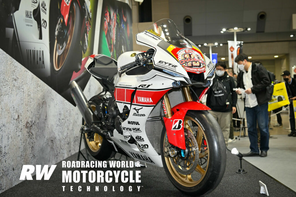 Another view of 2021 All-Japan Superbike Champion Katsuyuki Nakasuga's Yamaha YZF-R1 Superbike. Photo by Kohei Hirota.