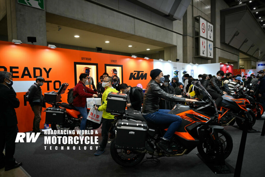 KTM's display area at the Tokyo Motorcycle Show. Photo by Kohei Hirota.