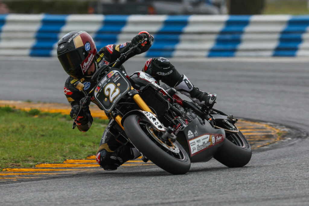 Tyler O'Hara (2) on his Indian FTR1200 Super Hooligan racebike. Photo courtesy Indian Motorcycle.